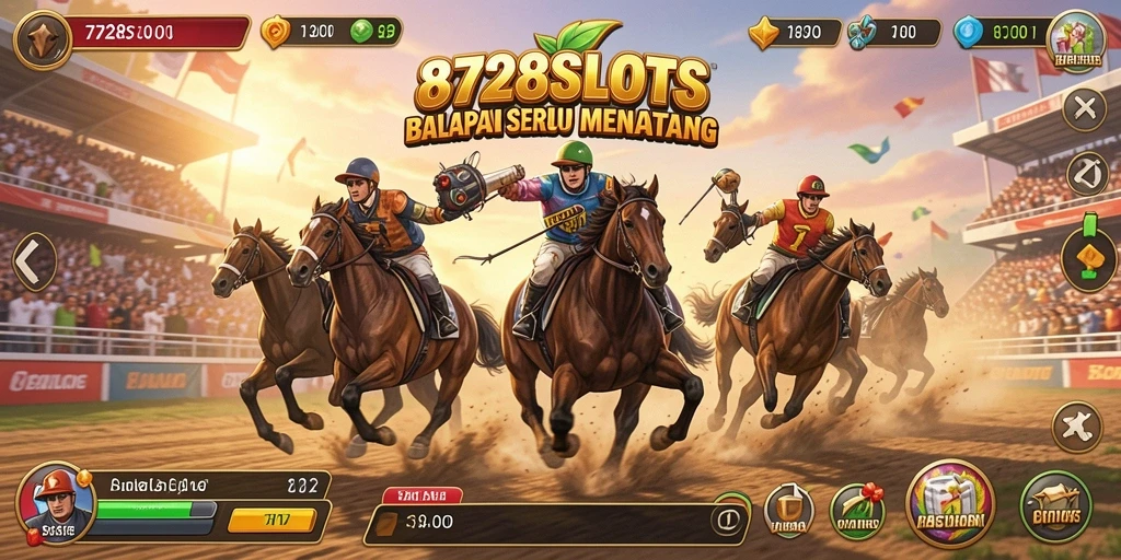 Tangkapan layar gameplay <strong>8728SLOTS</strong> menampilkan aksi balapan yang mendebarkan dan grafis yang memukau.