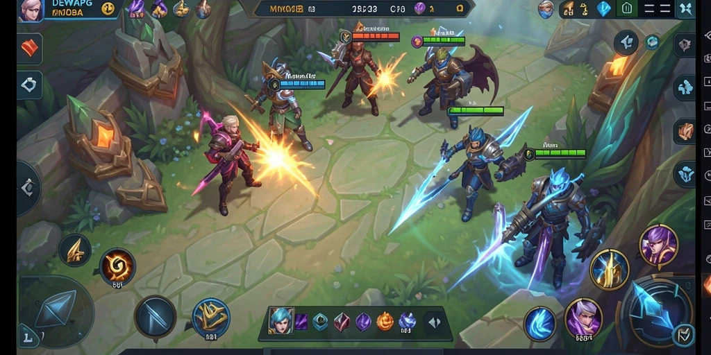 Tampilan gameplay seru DEWAPG dalam pertarungan MOBA.