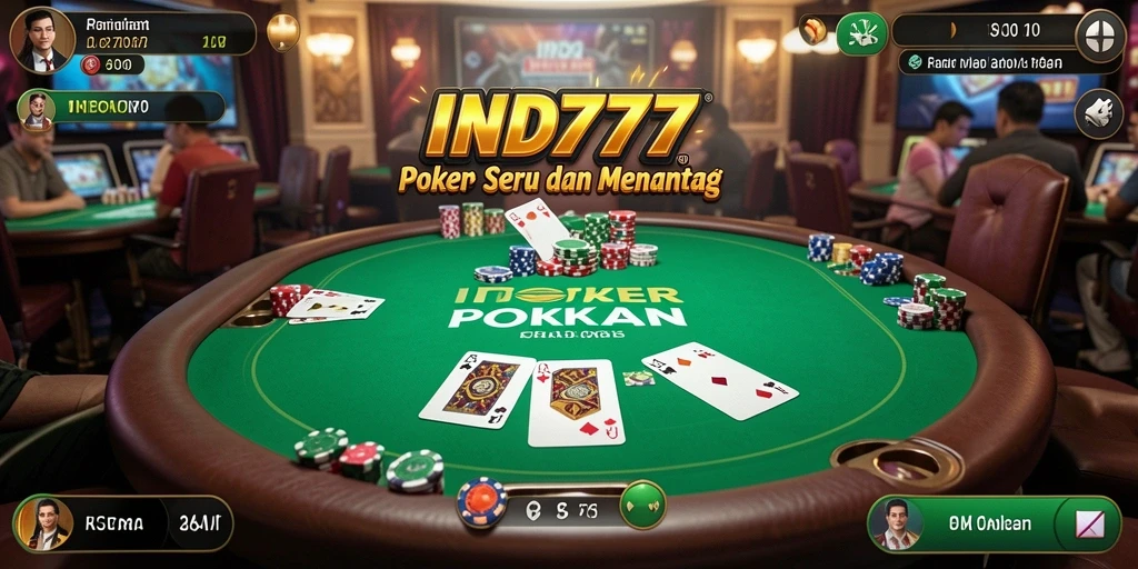 Tampilan gameplay seru dan mendebarkan dalam permainan poker IND777.