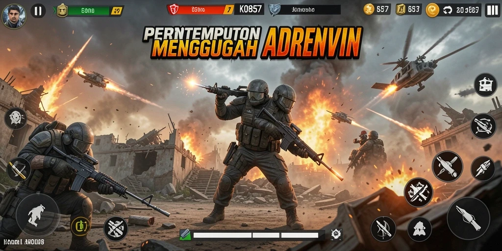 Tampilan gameplay KO857 yang penuh aksi dan pertempuran seru.