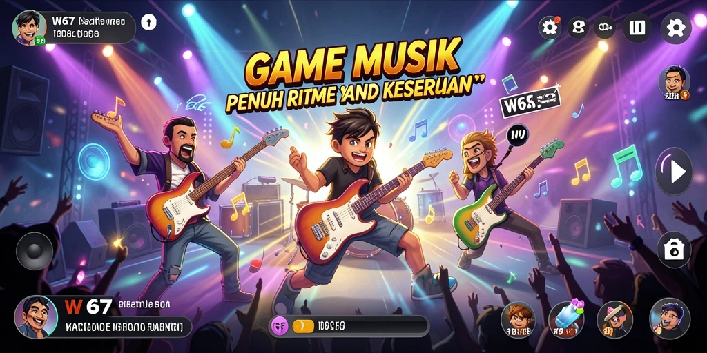 Tampilan gameplay seru di W67 dengan beragam lagu dan tantangan musik.