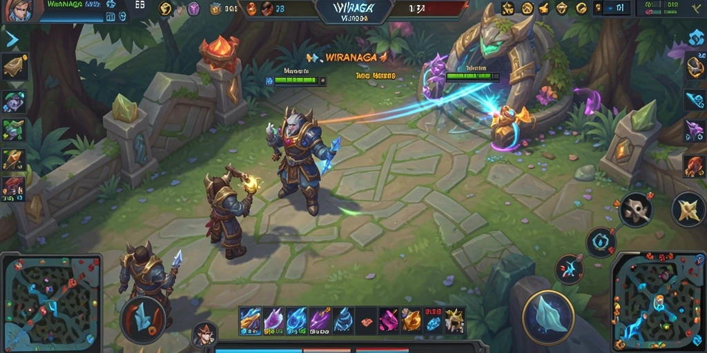 Tampilan seru gameplay WIRANAGA di arena pertarungan.